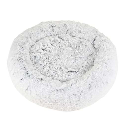 UVDS Katzenbett Haus Donut Rundes Sofa Zubehör Winter Haustierzubehör Warme Produkte Kissen Korb Kätzchen Matte for Katzenhundebetten (Color : Gradient Grey, Size : 70cm)