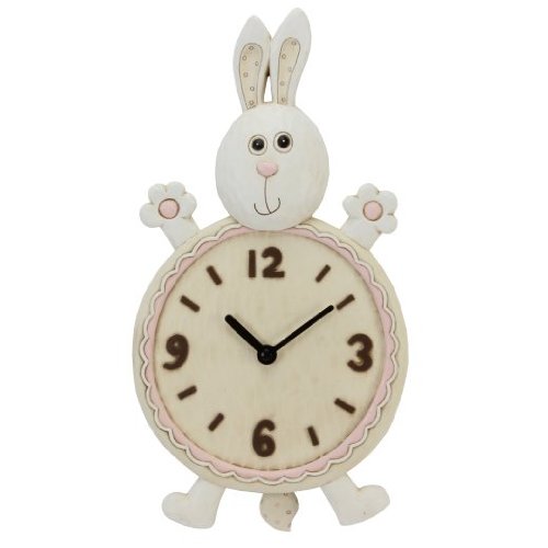 Wanduhr Hase - Kinderuhr mit Pendel - Geschenk für Mädchen