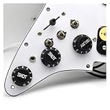 Schlagbrett Tonabnehmer für E Gitarre 1Set SSH Gitarren-Schlagbrett-Verdrahtung geladen vorverdrahtet + Stille-Schalter ST E-Gitarre Doppelspule Pickup 12 Farbe(White with 3.5 jack)