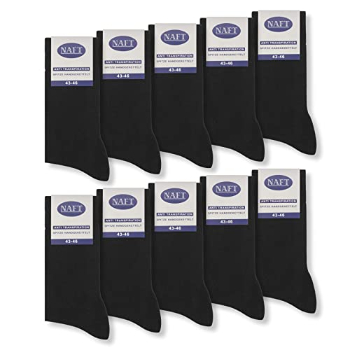 10 Paar Socken 100% Baumwolle Damen & Herren Socken ohne Gummidruck und ohne Naht (Schwarz 47-50)