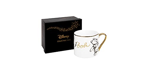 Happy Homewares Pooh Classic Sammelbecher aus Knochenporzellan mit goldfarbenem Rand und Geschenkbox, offizielles Lizenzprodukt