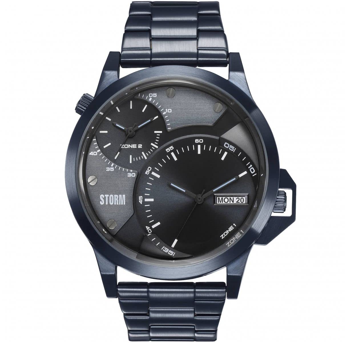 STORM London AVALONIC IP-Blue, Herrenarmbanduhr, 5 bar Wasserdicht, Edelstahlgehäuse, Dual-Time, Datumsfunktion