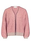 Cartoon Damen Strick-Cardigan mit V-Ausschnitt Pink/Rosa,40