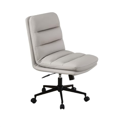 Zhaoj24-05 Bürostuhl Ergonomischer Chefsessel Bürostuhl ohne Armlehne Bürostuhl aus PU-Leder mit Rollen Ergonomischer Bürostuhl Schreibtischstuhl(Grigio)