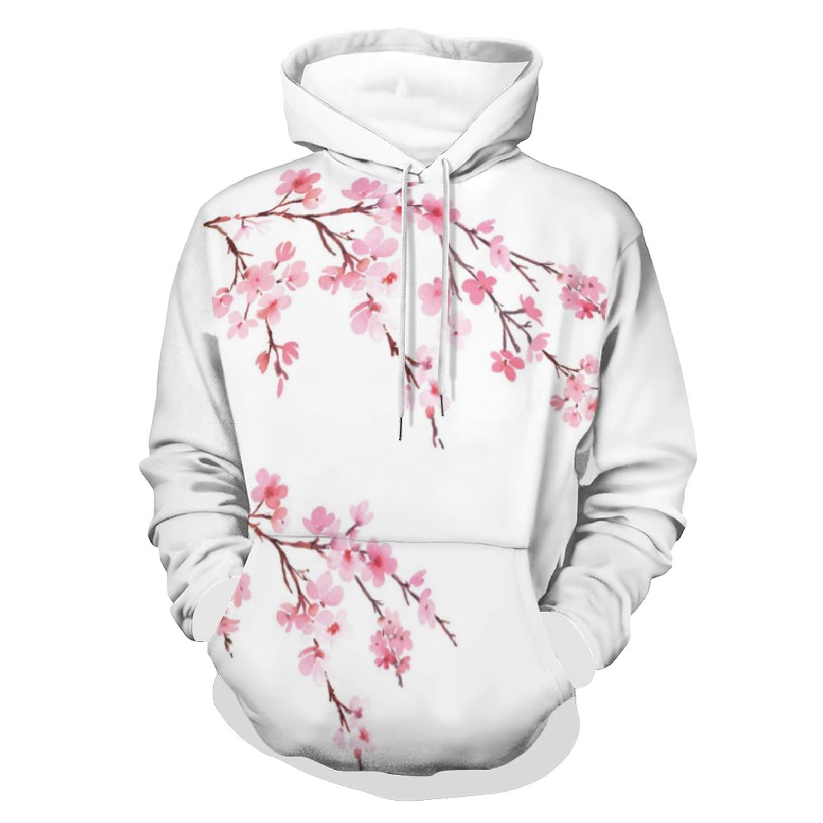 HABXNJF Kapuzen-Sweatshirt, Kirschblüten Hoodie, Mode Hoodie mit Tasche für Herren Damen, Kirschblüten, XXL