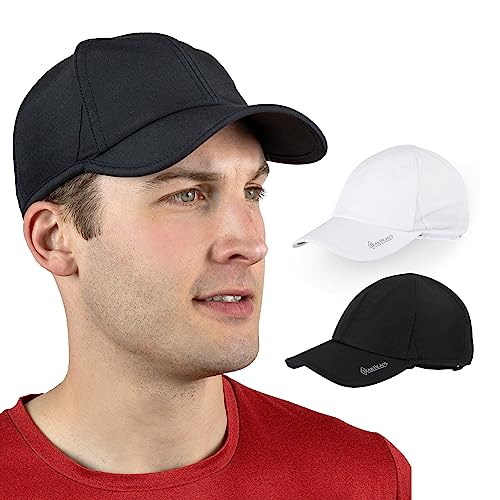 TrailHeads Cap Herren Sommer mit UV-Schutz - Schnell Trocknende Sport Kappe Herren Sommer - UPF 50 Laufkappe Herren für den Sommer - weiß & schwarz Doppelpack