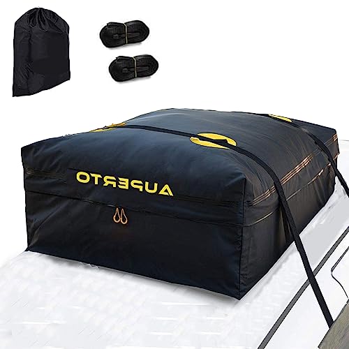 longziming Roof Box Foldable Roof Box 15 Cubic Feet Waterproof Car Storage Box for with or Without Luggage Rack Travel and Luggage Transport, Cars, Vans, SUVs, Black