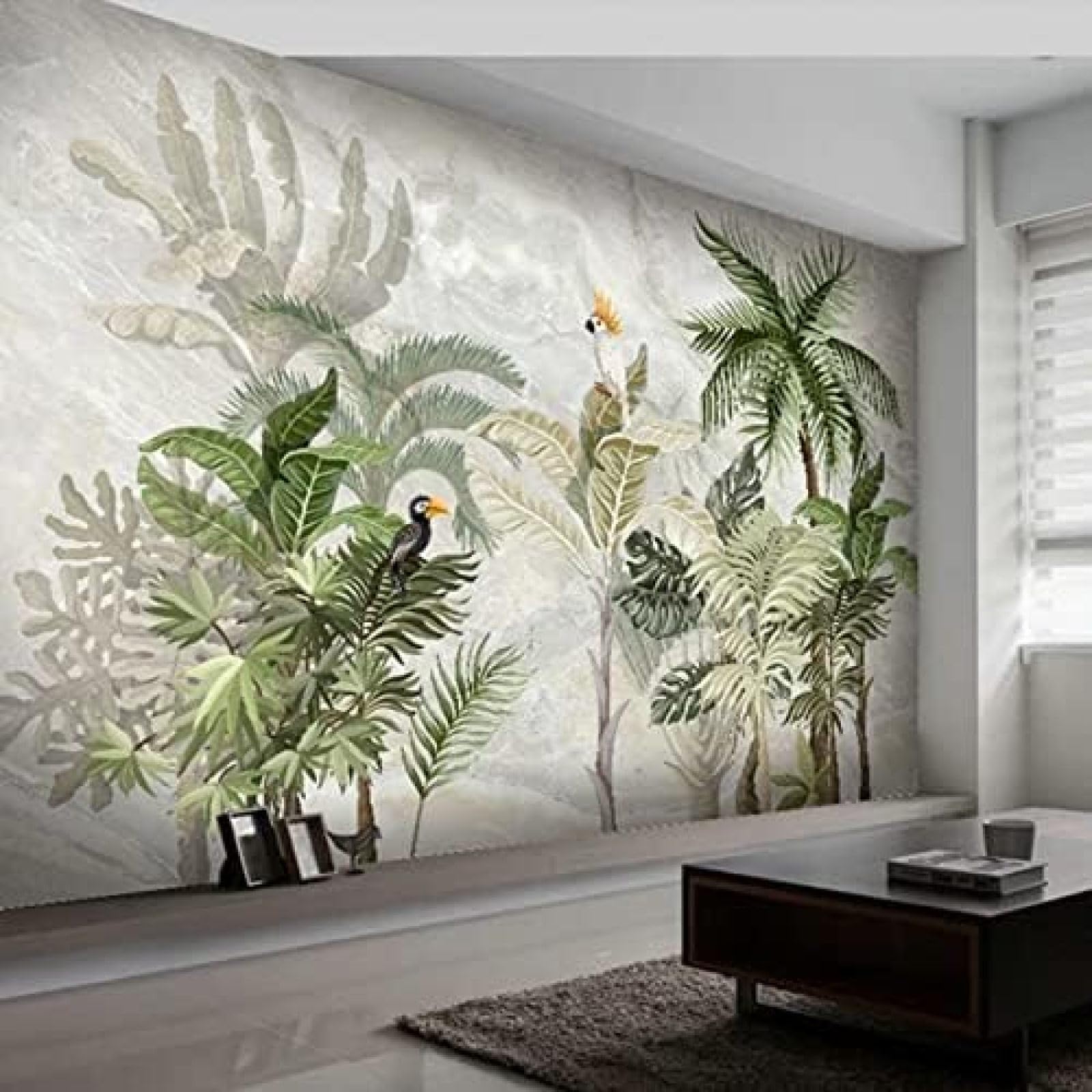 XLMING Marmormuster Handgemalte Botanische Blätter 3D Tapete Wohnzimmer Sofa Schlafzimmer Esszimmer Home Dekoration Wand-400cm×280cm