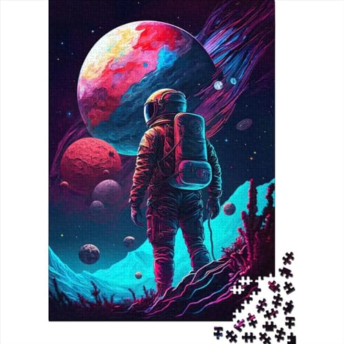 Neon-Astronauten-Puzzle für Erwachsene, 1000 Puzzle-Spielzeug, Holzpuzzle für Erwachsene, Puzzle-Spielzeug für Erwachsene, 1000-teiliges Puzzle, 75 x 50 cm