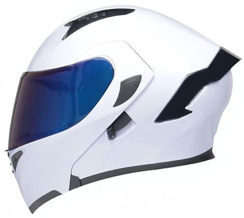 Modularer Integralhelm Für Motorräder, Hochklappbarer Motorradhelm, ECE-Zugelassener Doppel-Integralvisierhelm Für Herren Und Damen, Roller-Motorradhelm Für Erwachsene A,L56-57CM