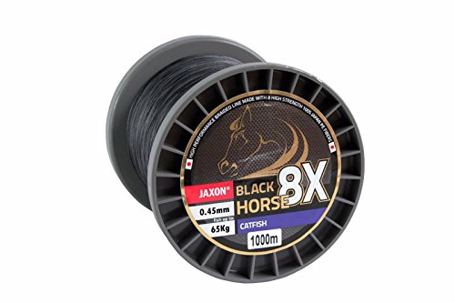 Jaxon Geflochtene Schnur Black Horse Catfish Wels Wallerschnur 1000m Spule (0,07€/m) (0,45mm / Tragkraft65kg)