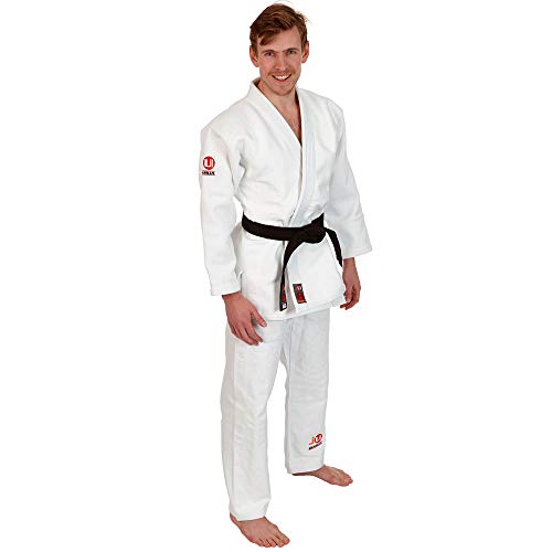 Ju-Sports Ju-Jutsu Anzug Brasilia Weiß A4 I Moderner Jujutsu Anzug für Erwachsene I BJJ Gi Herren fürs Training I Doppelt verstärkter Brust- & Schulterbereich I 100% Baumwolle