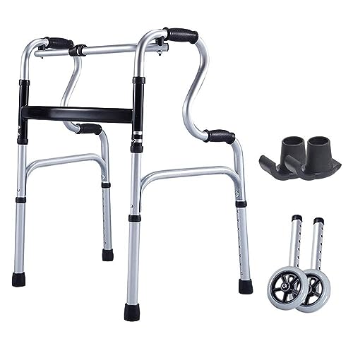 DOOKAA rollator rollatorenKompakter Gehhilfe für Senioren, zusammenklappbares Aluminium-Gehgestell mit Rädern, leichte Gehhilfen, höhenverstellbar