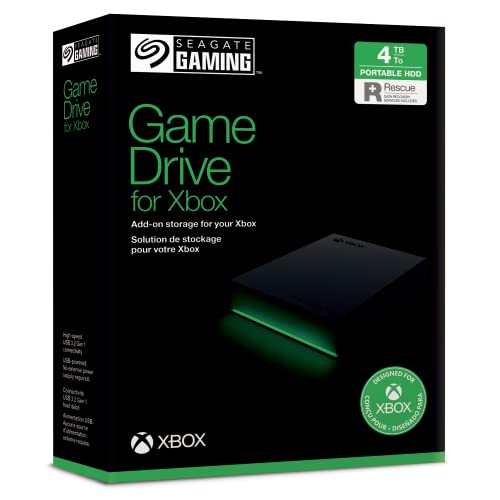 Seagate Game Drive Xbox 4 TB tragbare Externe Festplatte, 2.5 Zoll, USB 3.0, Xbox, schwarz, 2 Jahre Rescue Service, Modellnr.: STKX4000402