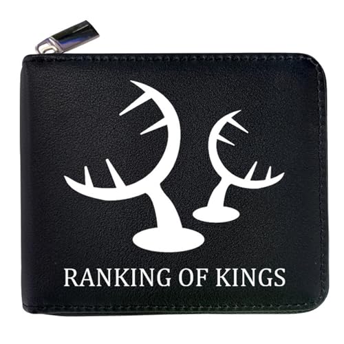 RYNDEX Ranki-ng of Kin-gs Anime Wallets, Praktische Reißverschluss Wallet mit Münzfach, Mädchen Geldtasche mit Münzfach und Geldscheinfach(Color:Black 7)