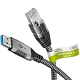 Goobay 1m LAN zu USB Kabel 1 Gbit Datenübertragung - USB A 3.0 auf RJ45 Ethernet CAT 6 Kabel verbindet Router und Notebook oder PC - LAN Kabel Adapter für Laptop - Ersetzt USB auf LAN Adapter - 70229