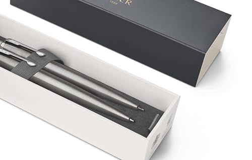 Parker Kugelschreiber und Bleistift Set in Parker-Geschenkbox, Edelstahl, schwarze Schreibfarbe