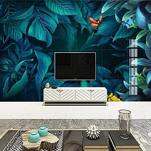 XLMING Porträt Von Grünen Und Blauen Blättern Küche Esszimmer Arbeitszimmer Wohnzimmer TV Hintergrund Wand 3D Tapete-200cm×140cm