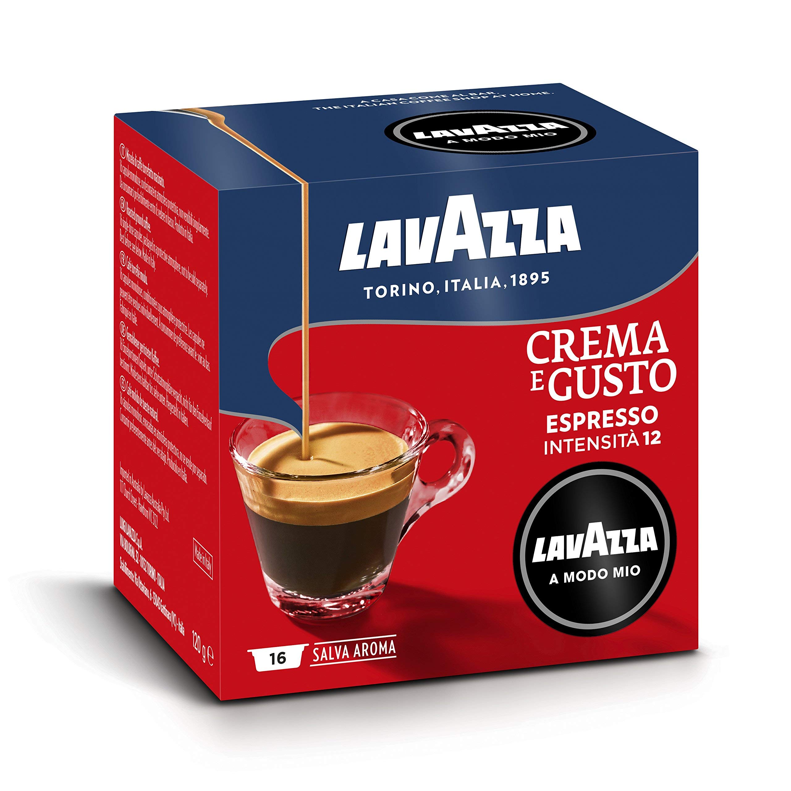 Lavazza, A Modo Mio Crema e Gusto Classico, 256 Kaffeekapseln, für einen Espresso mit Noten von Schokolade und getrockneten Früchten, Arabica und Robusta, Intensität 12/13, mittlere Röstung, 16