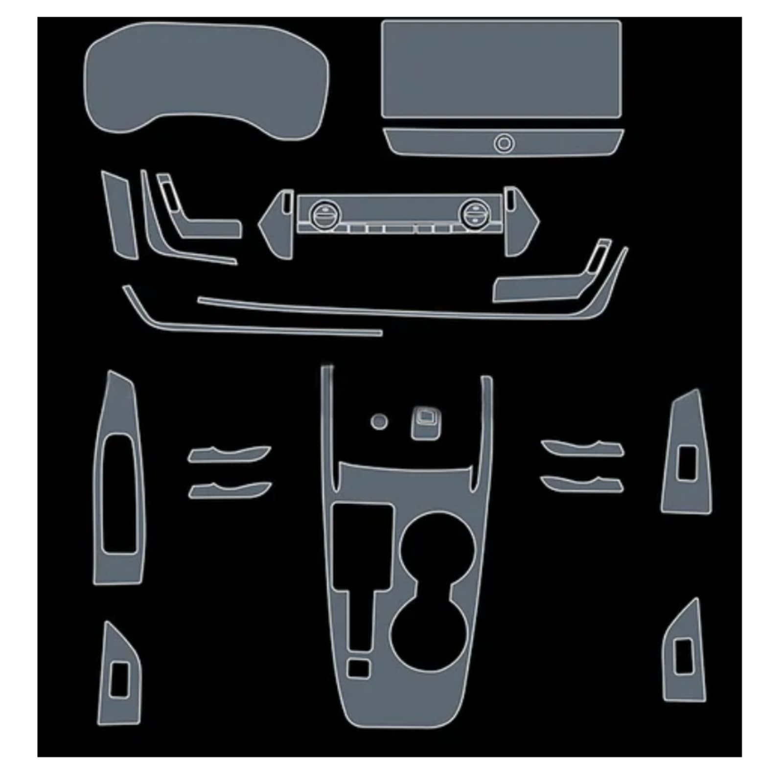 Tpu transparente Folie für Nissan für X-Trail 2021–2022, Auto-Innenaufkleber, Mittelkonsole, Luftgetriebe, Navigation, Türfenster, Panel (für X-Trail Typ B)