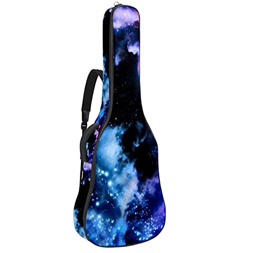 Akustische Gitarrentasche mit mehreren Taschen Dicke Polsterung Wasserdichter Gitarrenkoffer Gig Bag 108,9 x 42,9 x 11,9 cm (Blauer Weltraumnebel)