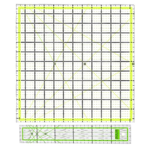 Quilt-Lineal Patchwork Lineal Quadratisches Nählineal mit farbigen Rastern Linien Stoff Schneidelineal