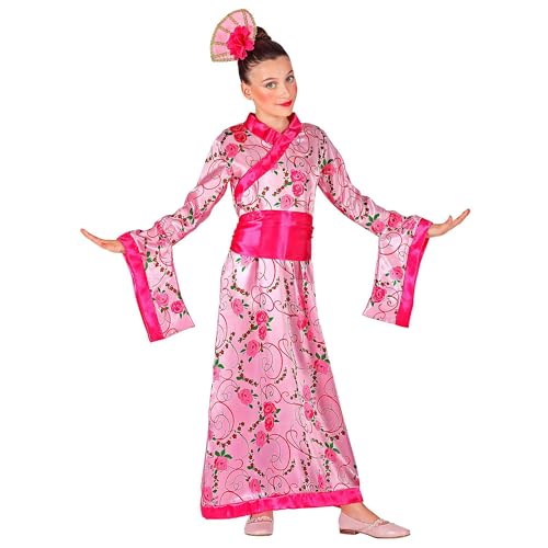 Widmann - Kinderkostüm Asiatische Prinzessin, Kimono mit Gürtel, Kopfschmuck, Karneval, Mottoparty