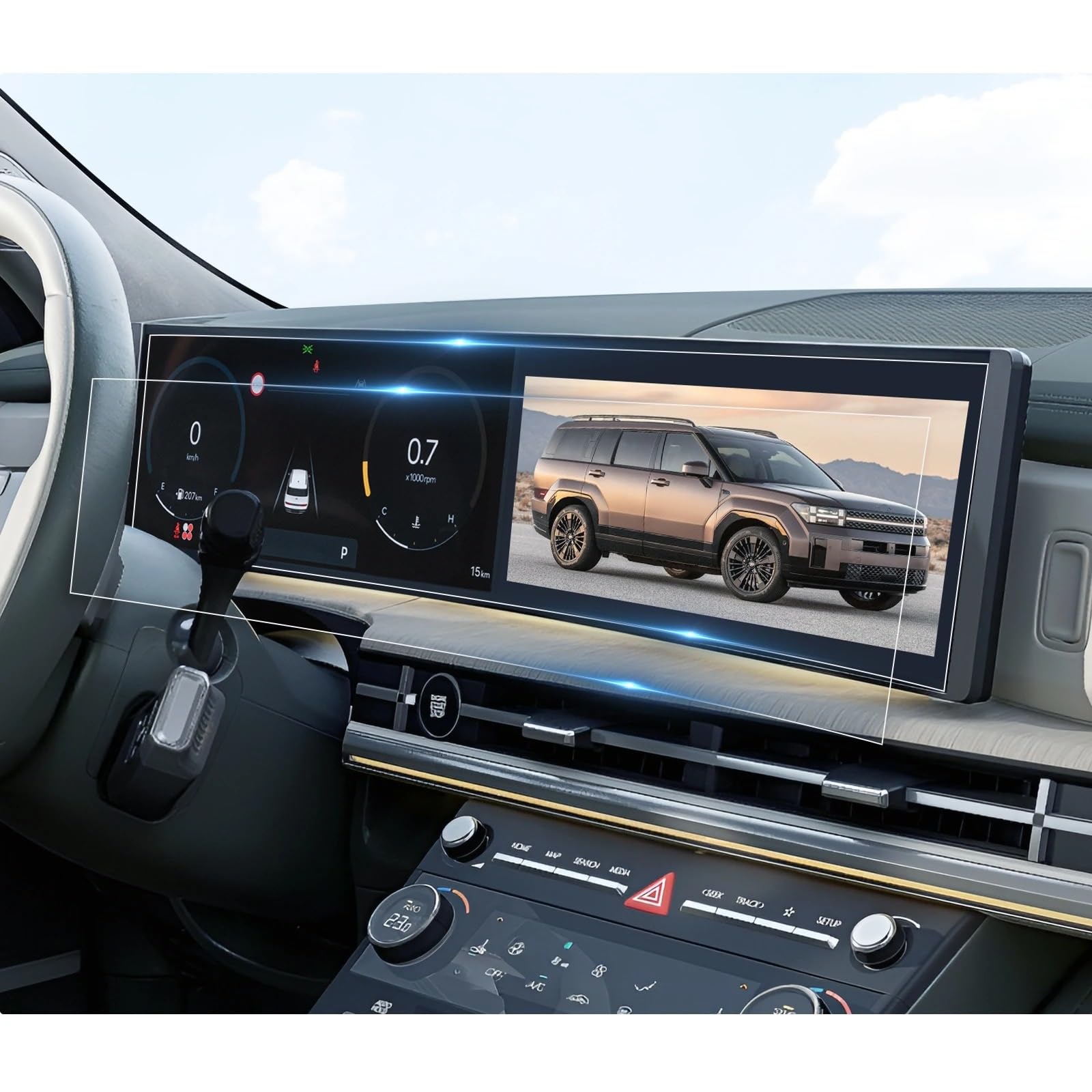 Für Hyundai Für Santa Fe 2024 LHD Auto Navigation & LCD Instrument Nano Screen Protector Auto Innen Navigation Schutzfolie Navigations-Displayschutz(12.3-Inch)