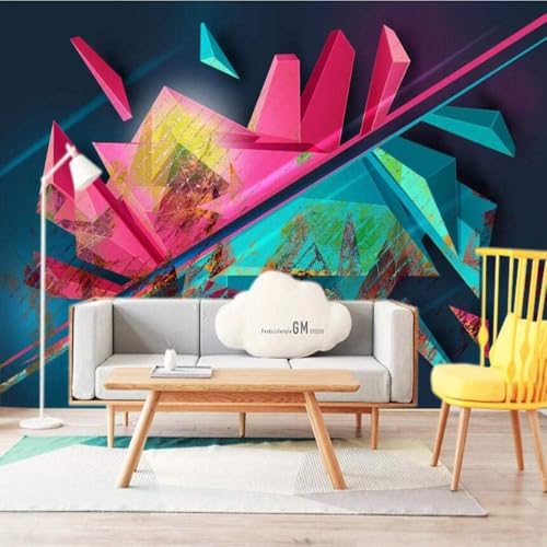 Abstrakte Geometrie Farbe 3D Tapete Poster Restaurant Schlafzimmer Wohnzimmer Sofa TV Dekorative Wand-350cm×256cm