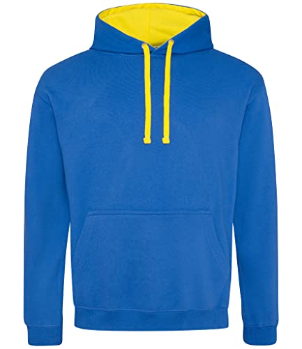 AWDis Herren Varsity Hoodie Kapuzenpullover, Mehrfarbig (Königsblau/Sonnengelb), L