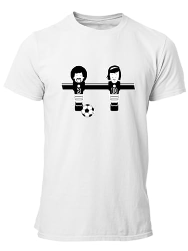 clothinx Herren T-Shirt Fußball Paul und Günter Weiß Größe M