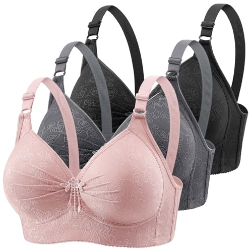 3er Pack BH Damen ohne Bügel Nahtloser Bra Push Up BHS Sexy Starker Halt Große Brüste Klassische Bustier Soft Bequemer Bralette Fitness Dessous Crop Top für Alltag