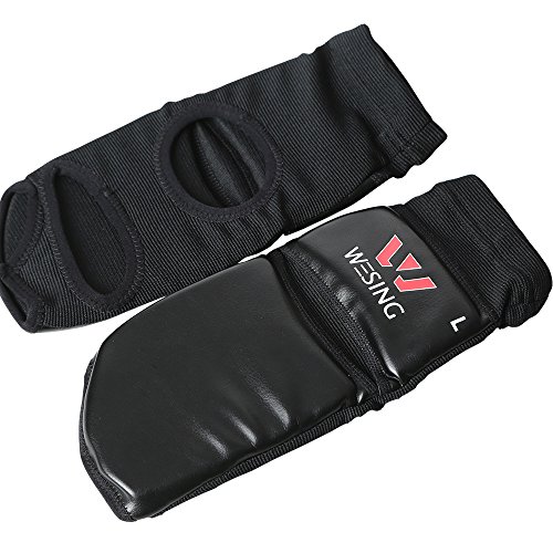 Wesing Instep Guards Fußschutz für Sanda Boxen MMA Erwachsene PU Leder - Schwarz - XL