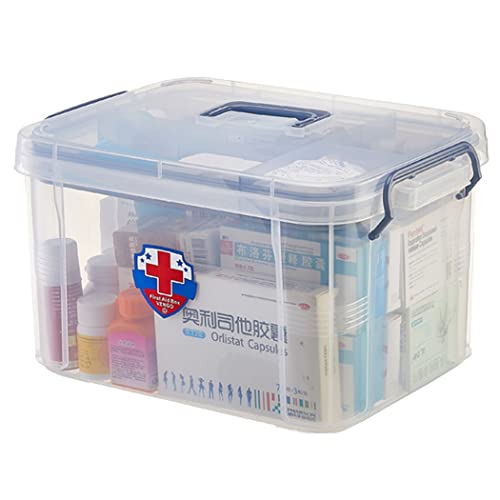 ZESLIV Medizinbox mit Tragegriff Erste Hilfe Koffer Medikamentenbox Medizinkasten aus PP Hausapotheke Box Medizinkoffer Aufbewahrungsbox Transparent 38,5x27,8x22cm