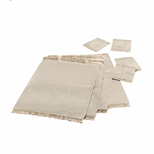 LOBERON® Platzset und Untersetzer 4er Set Abitain, beige, Jute, Baumwolle, beige