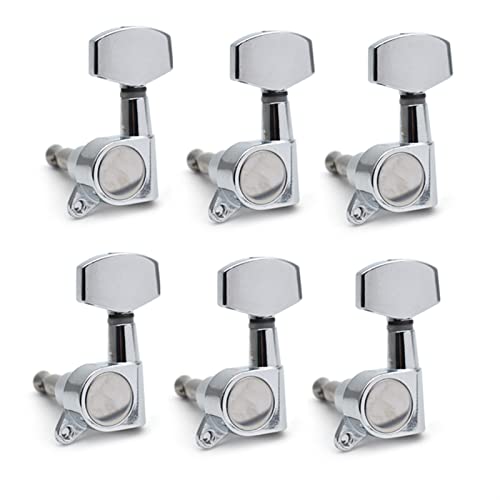 Gitarren Stimmwirbel Große Quadratische Versiegelte Gitarren-Tuning-Pegs-Tasten Tuner-Maschinenköpfe Für E-Gitarre Schwarz/Gold/Chrome (Color : Chrome 6L)