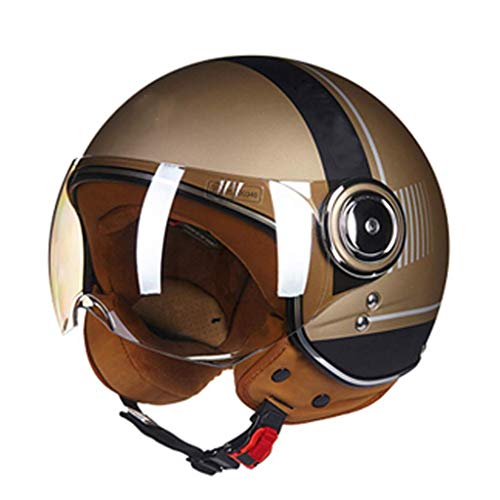 BGMKE Motorrad Open Face Helm, DOT Approved, Retro Helm Halbhelm für Motorradrennen Jet Pilot Helm Motocross Vespa Moped Cruiser M-XL (54~60cm)