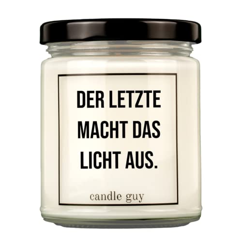 candle guy Duftkerze | Der Letzte macht das Licht aus. | Handgemacht aus 100% Sojawachs | 70 Stunden Brenndauer