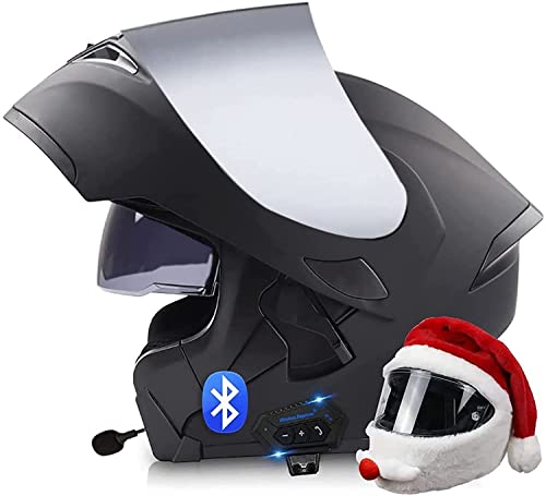 Integrierter Bluetooth-Helm Klapphelme Modularer Helm Integralhelm Motorradhelm,ECE/DOT-zertifizierter Moped-Motorcross-Elektrorollerhelm Mit Doppelvisier,für Damen Herren