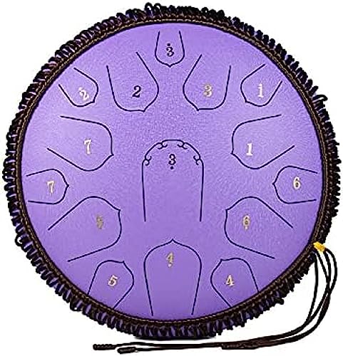 15 Tone Steel Drums D Key Steel Tongue Drum 14 Zoll Give Away Drum Rack, Dickes Kohlenstoffstahlmaterial, für Meditation, Yoga, Show und Zen, Lavendel