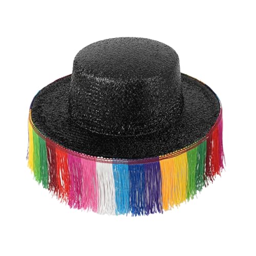 Schimmernde Cowboyhüte mit Regenbogen-Fransen für Bälle, Bankette, Party, Regenbogenfarben, Cowboyhüte für Erwachsene