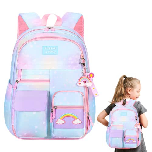 Lambo Regenbogen Rucksack, Rucksack Für Mädchen Regenbogen Büchertasche Grundschule Tasche Mädchen Rucksäcke Wasserdichter Schulrucksack Kleines Kind Buchtasche Für Teenager