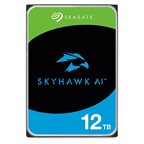 Seagate SkyHawk AI, interne Überwachungsfestplatte HDD 12 TB, 3.5 Zoll, SATA 6 Gb/s, 256 MB Cache, DVR-/NVR-Sicherheitskamerasystem, inkl. 3 Jahre Rescue Service, Modellnr.: ST12000VE001