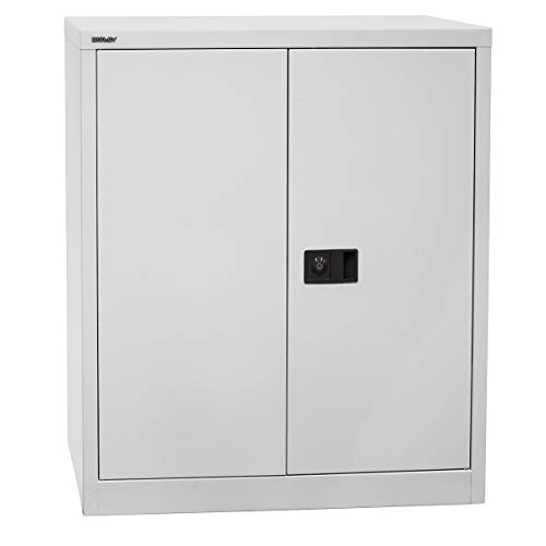 BISLEY Flügeltürenschrank Universal, 1 verzinkter Fachboden, 2 OH, Metall, 645 Lichtgrau, 40 x 91.4 x 100 cm