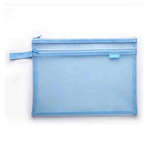 Mesh-Reißverschlusstasche,Plastik-Geldbörsen, 2 PCS A4 Transparent Datei Ordner Mesh Dokument Tasche Student Prüfung Gitter Reißverschluss Schreibwaren Daten Lagerung Tasche Büro Schule Liefert(Blue)