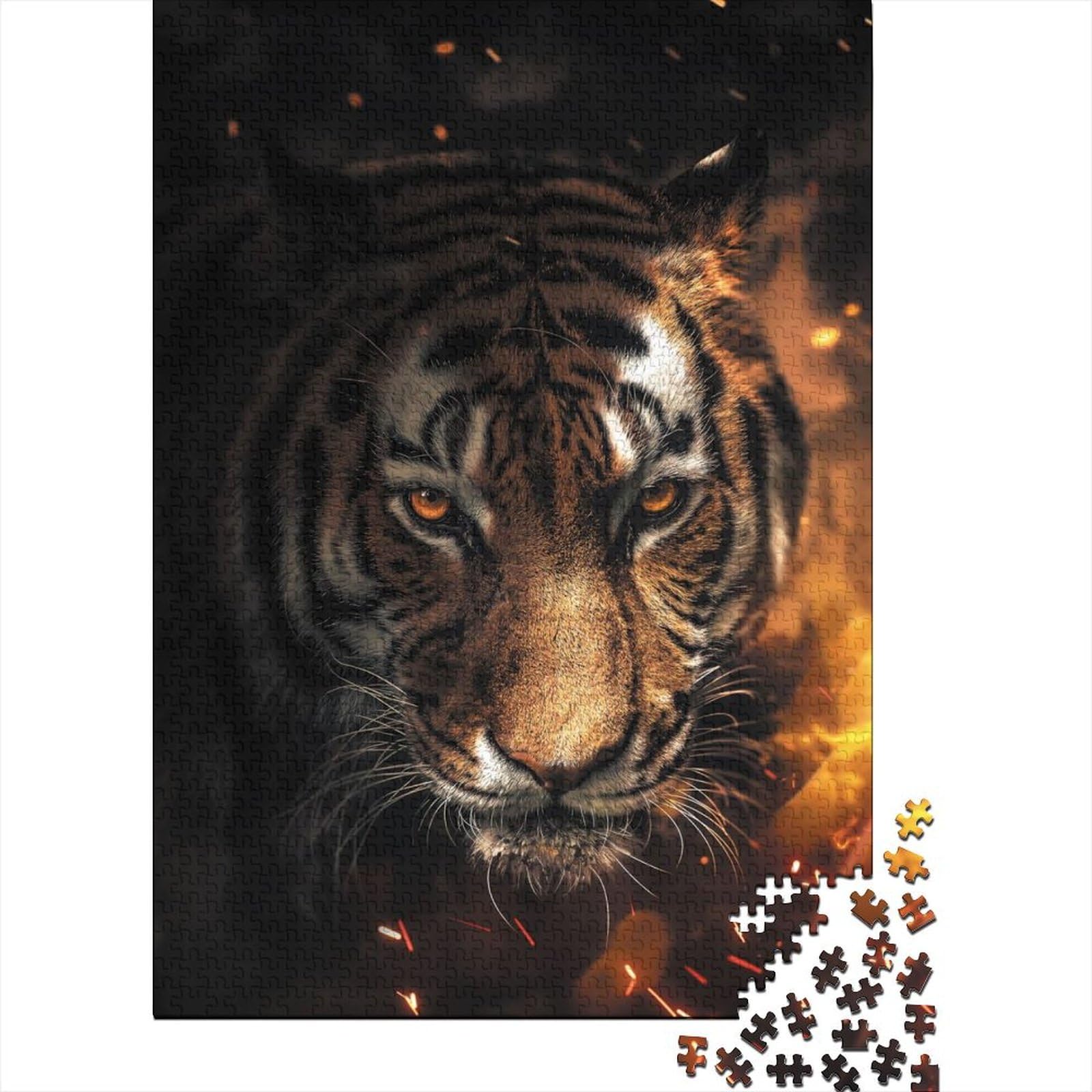 Sparkling Tiger Puzzles für Erwachsene und Teenager, 1000-teiliges Puzzle für Erwachsene und Jugendliche Menschen, zum Stressabbau, zum Zeitvertreib zu Hause, 75 x 50 cm