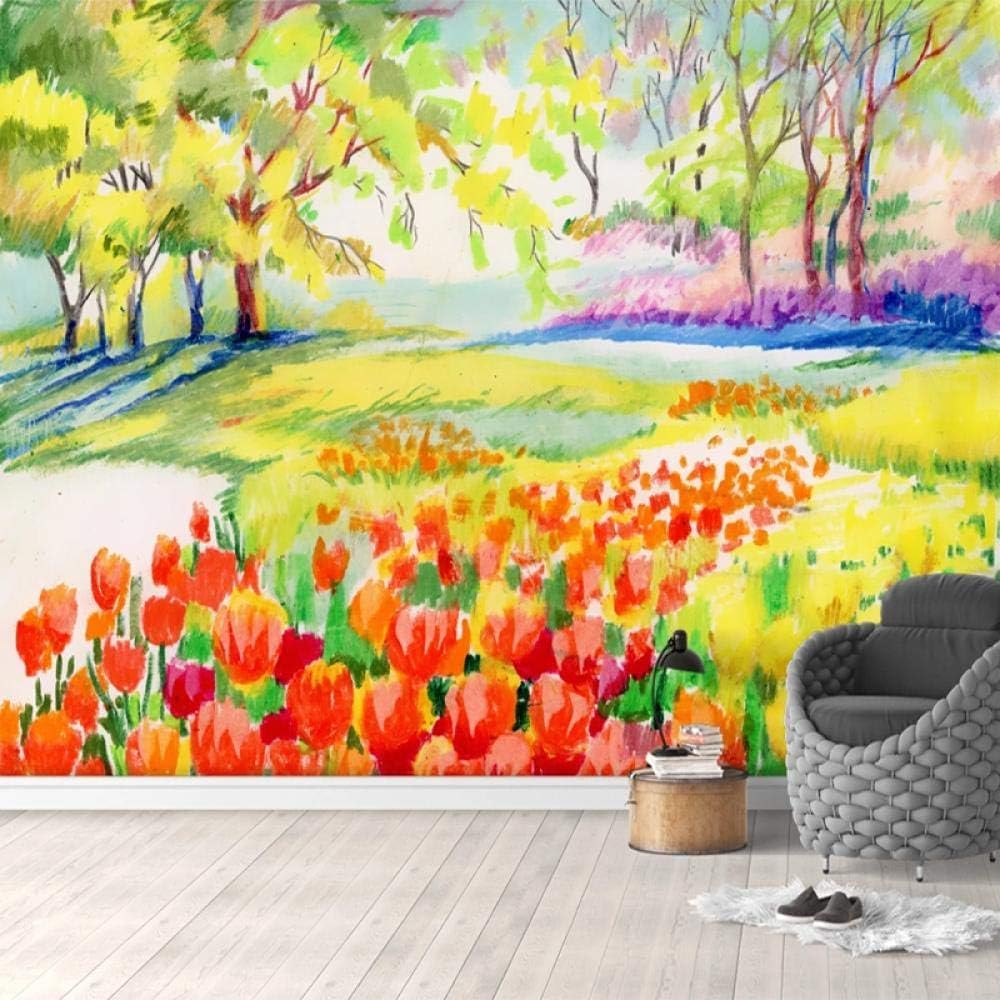 Frischer Wald Bunte Blumen Pflanzen 3D Tapete Poster Restaurant Schlafzimmer Wohnzimmer Sofa TV Dekorative Wand-150cm×105cm