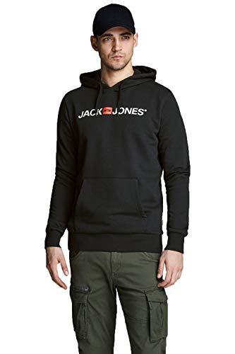 JACK & JONES Herren JJECORP LOGO SWEAT HOOD NOOS Kapuzenpullover, Schwarz (Black Detail:Reg Fit), Large