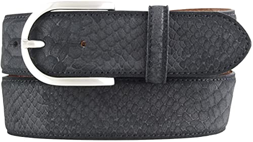 BELTINGER Damen-Gürtel mit Pythonprägung 4 cm | Leder-Gürtel für Damen 40mm Schlangen-Optik | Schlangen-Muster Python-Muster | Schwarz 85cm