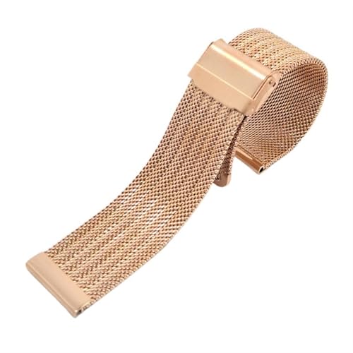 THBGTCNQ Uhrenarmband aus gewebtem Edelstahlnetz, 18 mm, 20 mm, 22 mm, 24 mm, universelles Metallarmband for Smartwatches, Quarzuhren(Rose Gold,18mm)